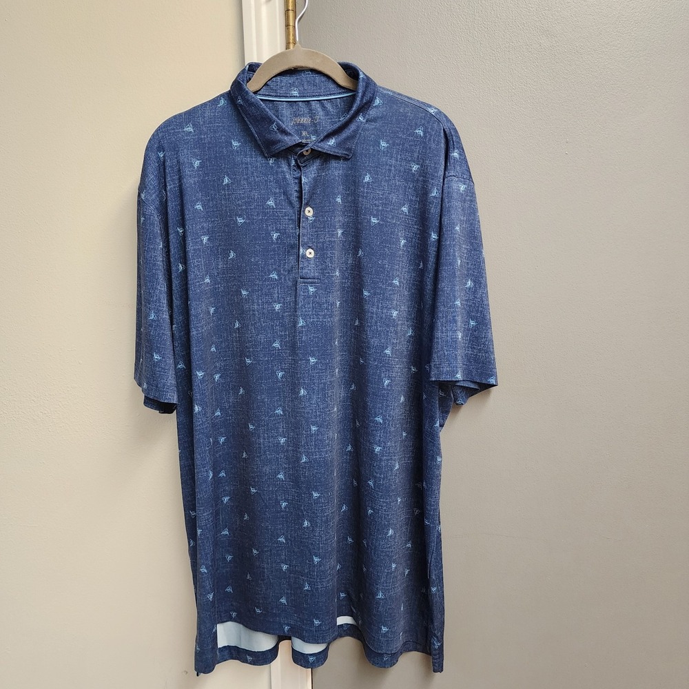 Jonnie O Shirt Mens XL Blue Shaka Hang Loose Allover Print Performance Golf
